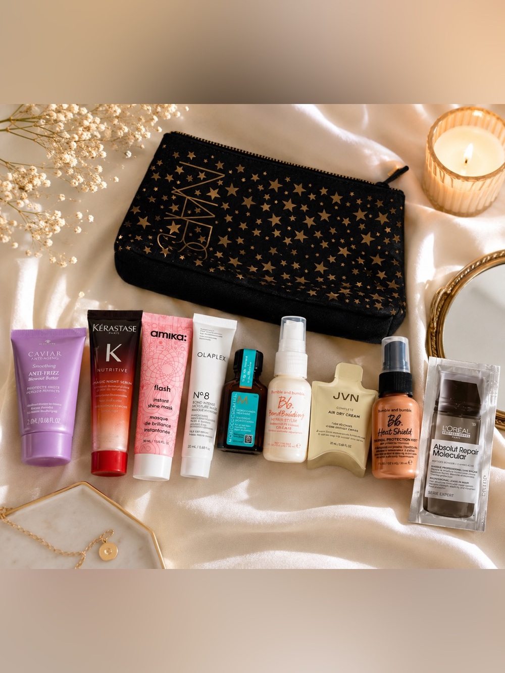 Luxury Haircare Bundle(NEW)+NARS Cosmetics Pouch| Kerastase,Amika, Olaplax& More